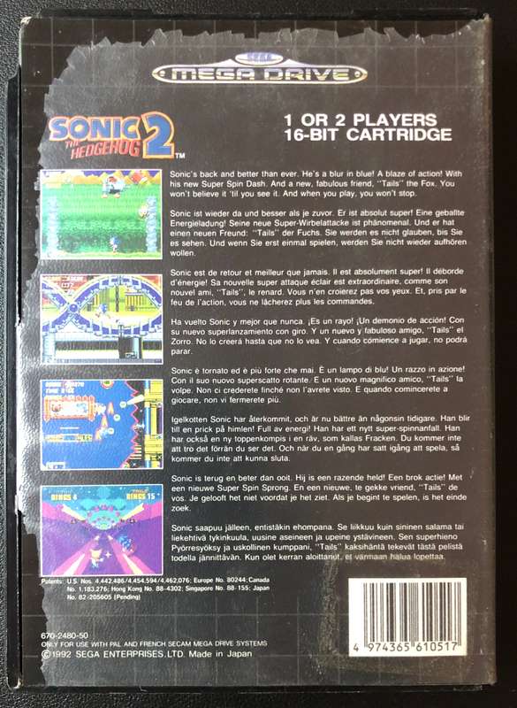 Sonic the Hedgehog 2/Sonic & Knuckles Combo - Sega Mega Drive