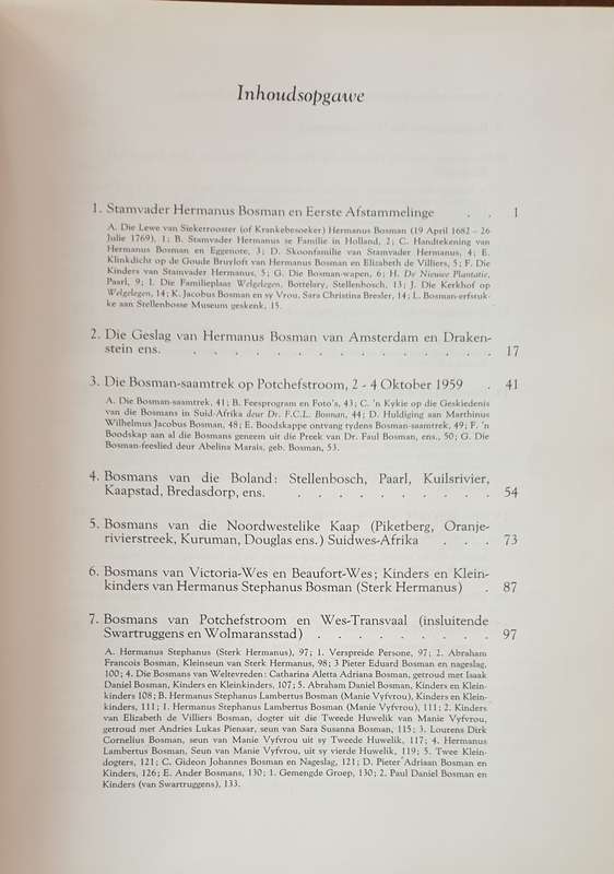 Die Bosmans van Suid Afrika 1707 - 1965
