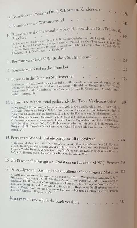 Die Bosmans van Suid Afrika 1707 - 1965