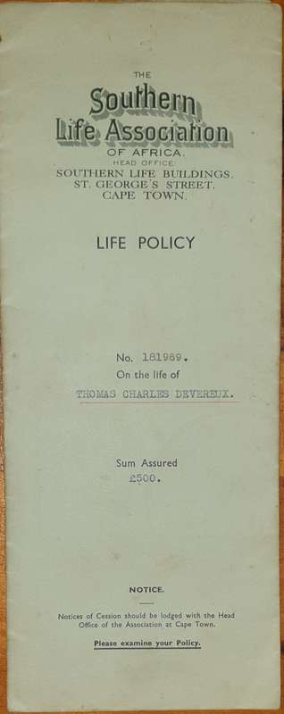 * 1939 * Southern Life Association Life Policy