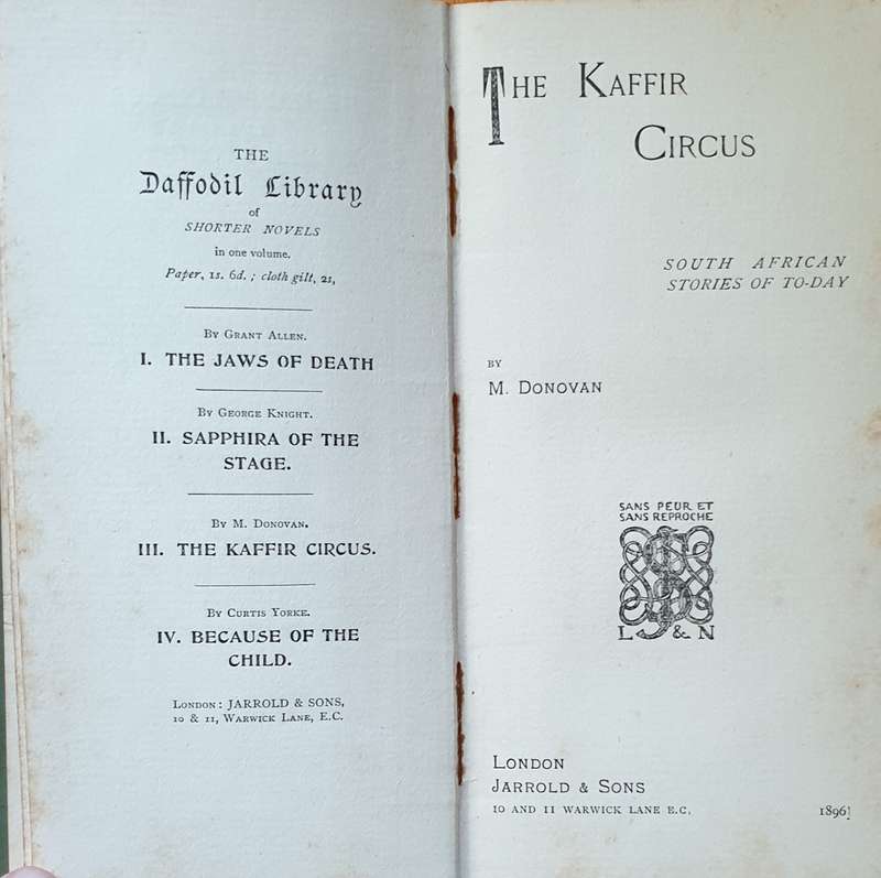 *Very rare find* The K*ffir Circus, A South African Story - M. Donovan (1896)