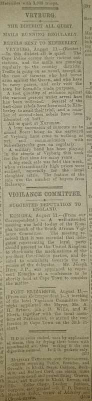 Cape Times Newspaper (Anglo-Boer-War). Monday, 12 Aug. 1900