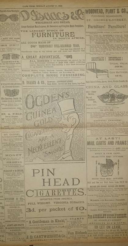 Cape Times Newspaper (Anglo-Boer-War). Monday, 12 Aug. 1900