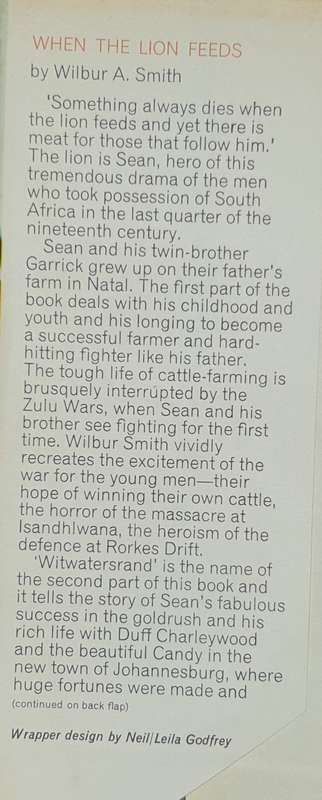 *1964* When the lion Feeds - Wilbur Smith.