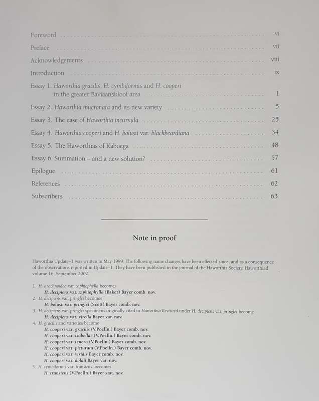 Haworthia Update - Essays on Haworthia, Bruce Bayer