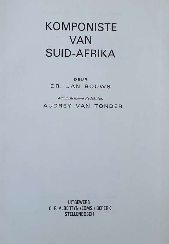 Komponiste van Suid Afrika - Jan Bouws