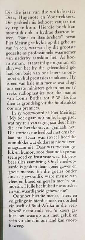 Bane en Baanbrekers - Piet Meiring