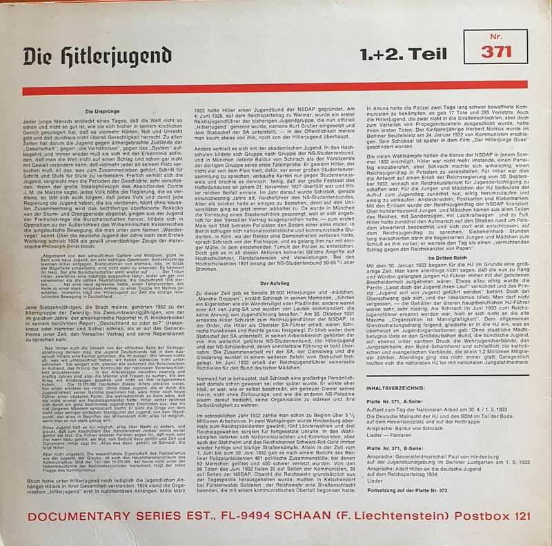 Die Jugend Marschiert - Die Hitlerjugend. LP 33,3