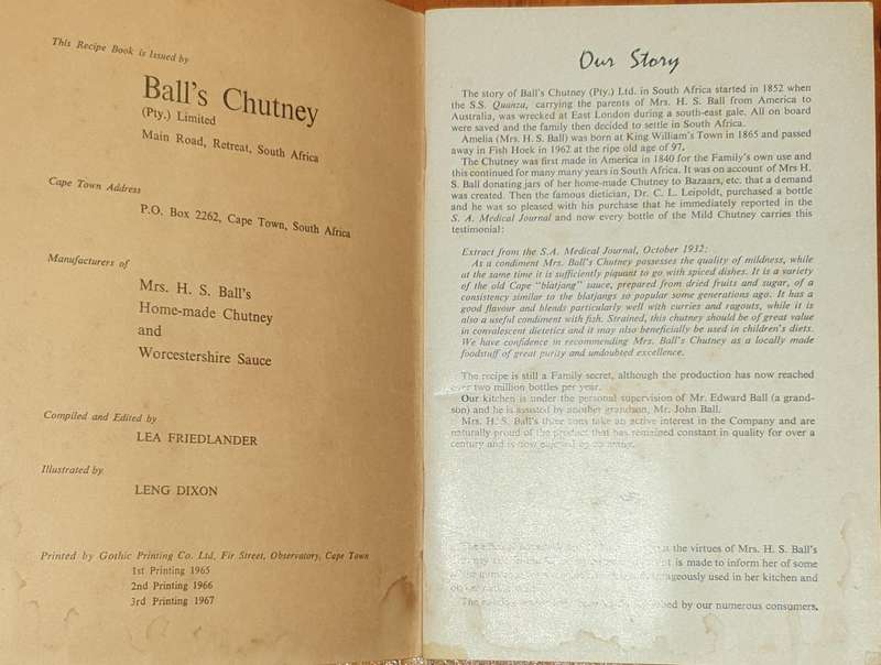 * 1967 * 100 Resepte / 100 Recipes - Ball's Chutney.