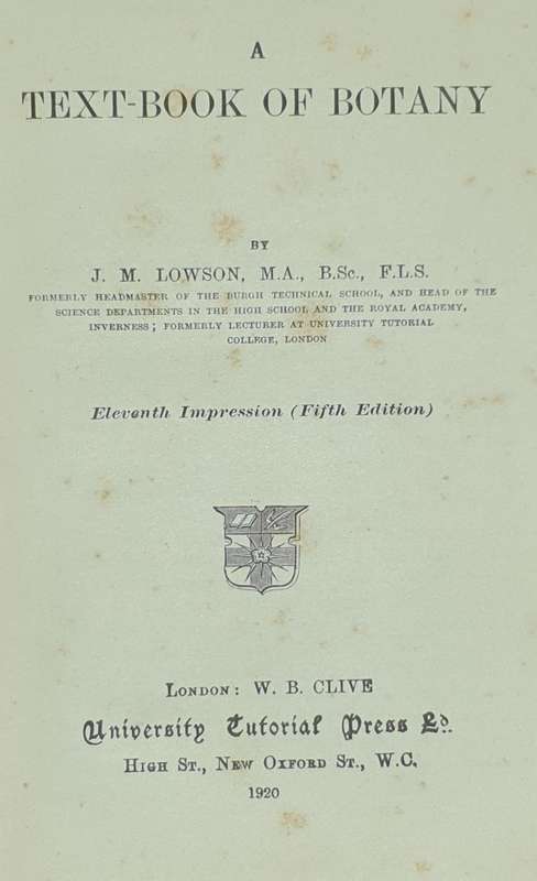 *1920* A Textbook of Botany - Lowson
