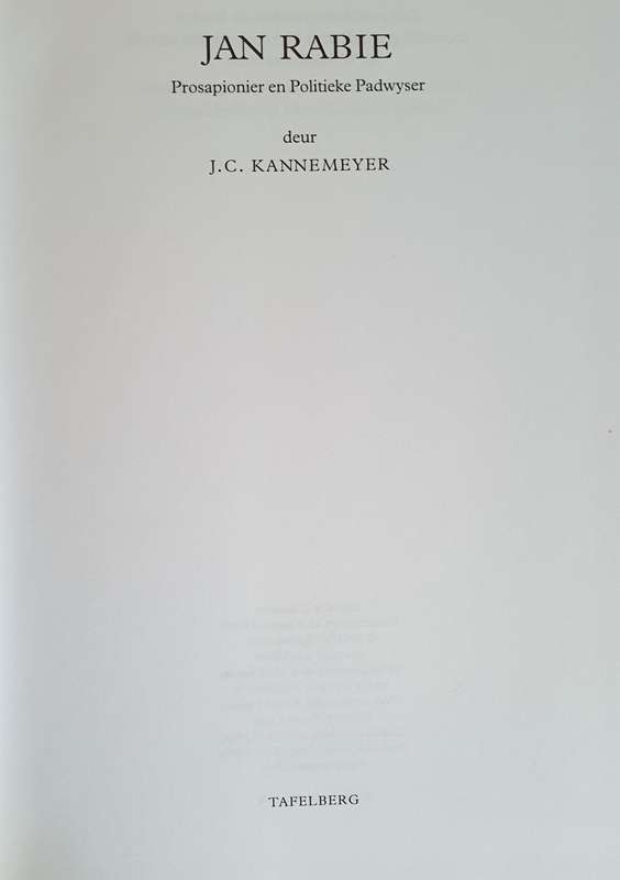 JAN RABIE - J. C. Kannemeyer