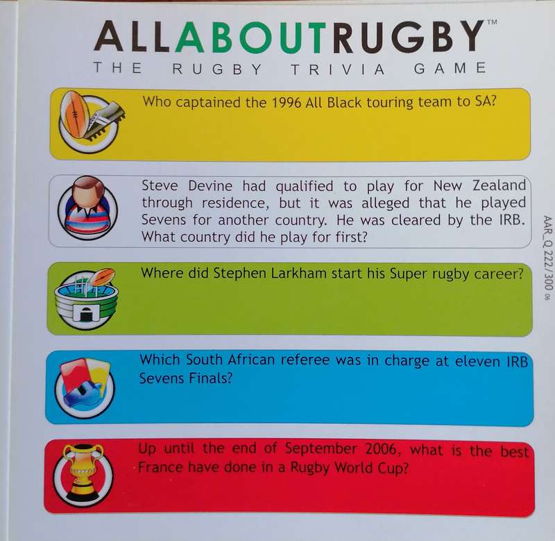 ALL ABOUT RUGBY - THE RUGBY TRIVIA CARD GAME