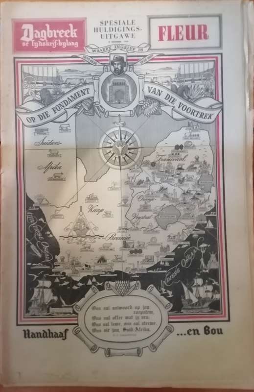 * 1949 * Dagbreek se Tydskrif-Bylaag, Op die Fondament van die Voortrek.