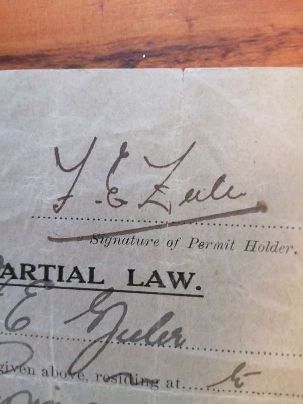 08 November 1914 - Martial Law. Original Document