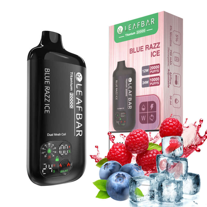 Leaf Bar Titanium 20000 Puff Disposable Vape Device - Blue Razz Ice 5%