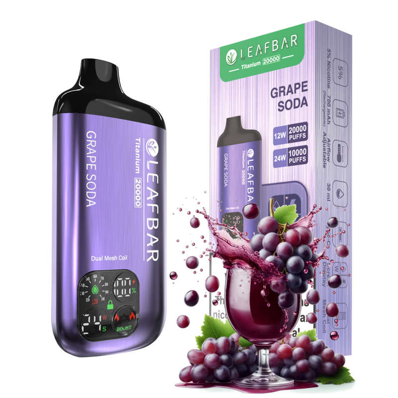 Leaf Bar Titanium 20000 Puff Disposable Vape Device - Grape Soda 5%