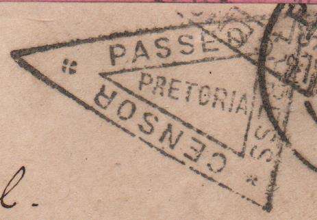Very scarce Transvaal ABW cover with triangular censor cachet & pink strip in used-condition