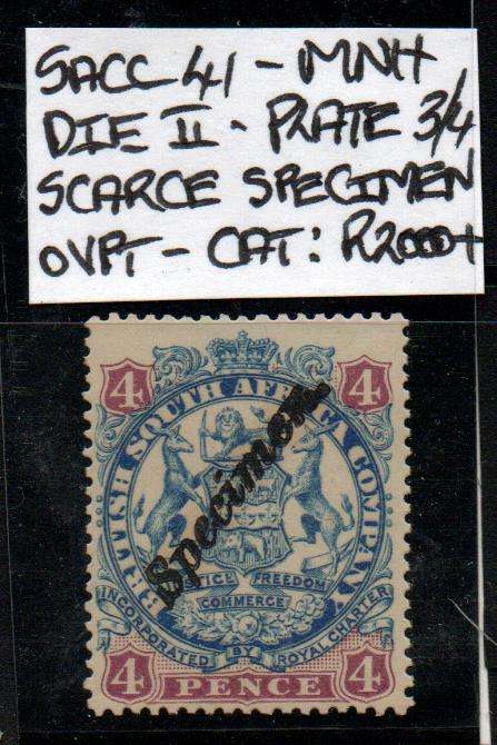 Very scarce BSAC 4d Specimen in MNH-condition