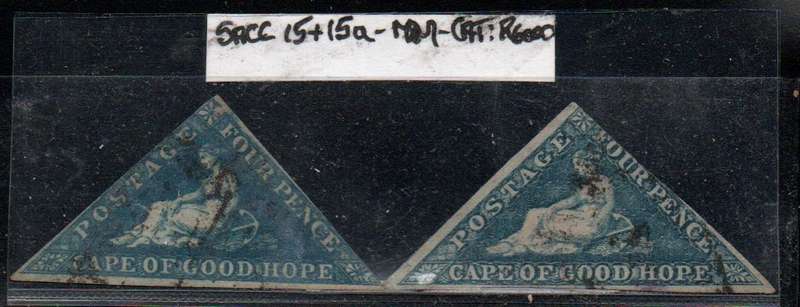 1863 COGH 2 x scarce 4d De la Rue triangles in used-condition