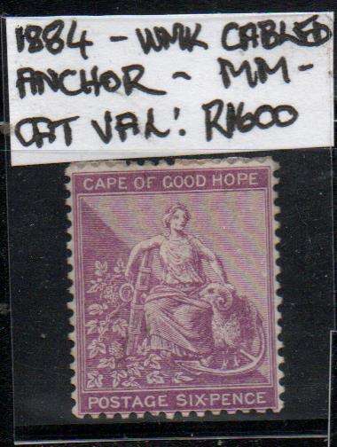 1884 COGH scarce 6d rectangular with cabled anchor WMK + outer frame in MM-condition