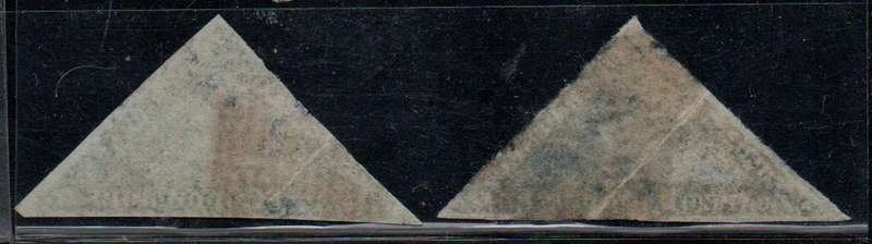 1853 COGH 2 x scarce 4d Perkins Bacon triangles in used-condition