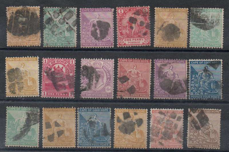 1864-1900- Fine selection of various scarce high value COGH cork cancellations (18) in VFU-condition