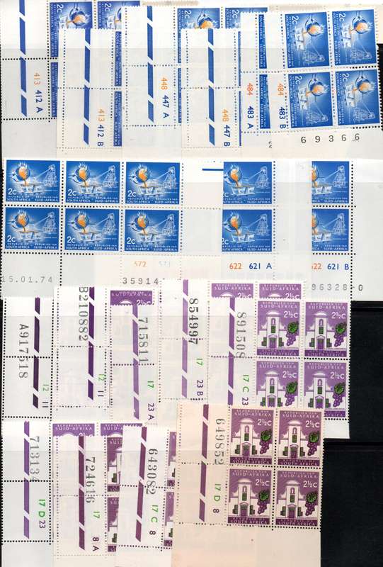 1961 RSA 1st Definitive series selection of 92 control blocks in MNH/LMM-condition
