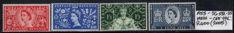 1953 GB QEII Coronation (SG 532-5) full set in MNH-condition