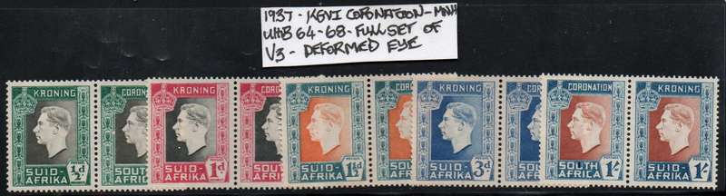 1937 KGV Coronation full set of scarce listed variety in MNH-condition