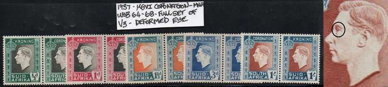 1937 KGV Coronation full set of scarce listed variety in MNH-condition