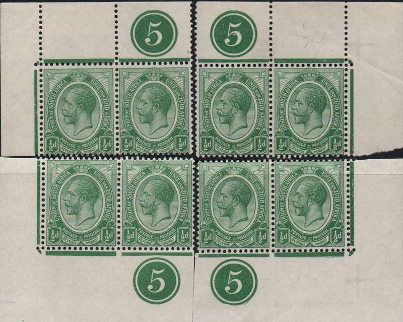 1913-24 - Union KGV Definitive scarce set of all four control pairs in MNH/LMM-condition