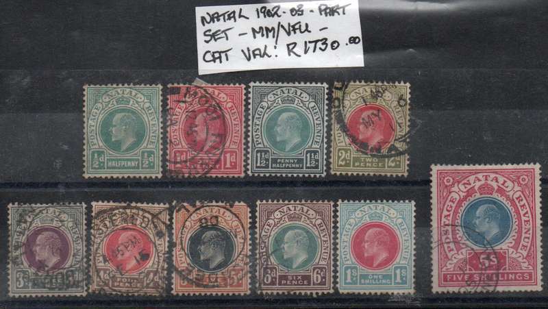 Natal 1902-03 part set of KE VII definitives in MM/VFU-condition