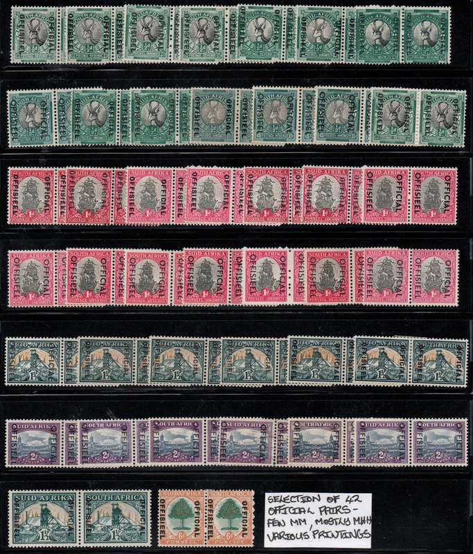 Selection of 42 Union Official pairs (several varieties noted) in MNH/LMM-condition