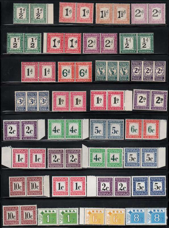 Selection of 32 Union / Republic Postage Due pairs in MNH/LMM-condition