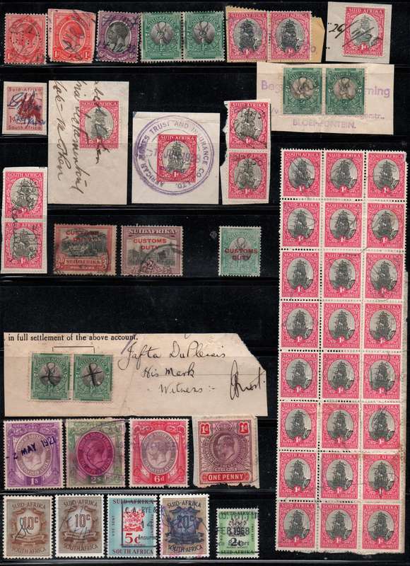 Small collection of SA revenue stamps (some jewels included) in VFU-condition