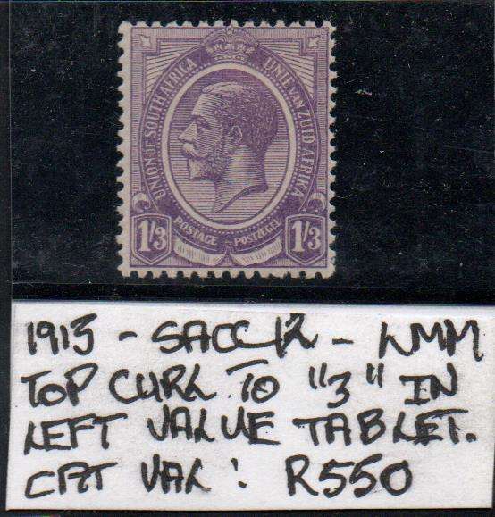 1913 Union KGV Definitive 1s 6d-single with listed variety in LMM-condition