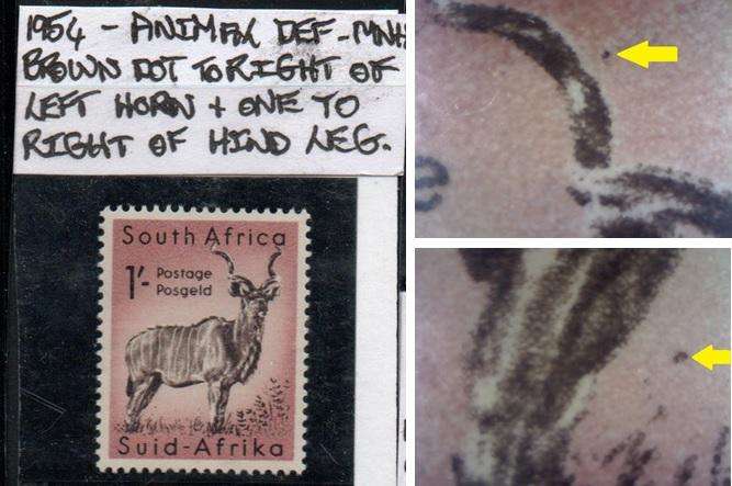 1954 Animal Definitive 1s single with varieties in MNH-condition