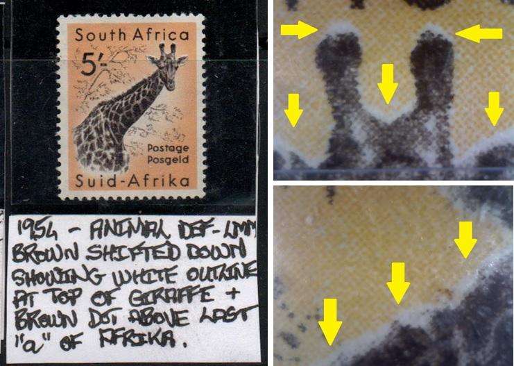 1954 Animal Definitive 5s single with varieties in LMM-condition