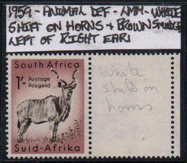 1959 Animal Definitive 1s single with varieties in LMM-condition