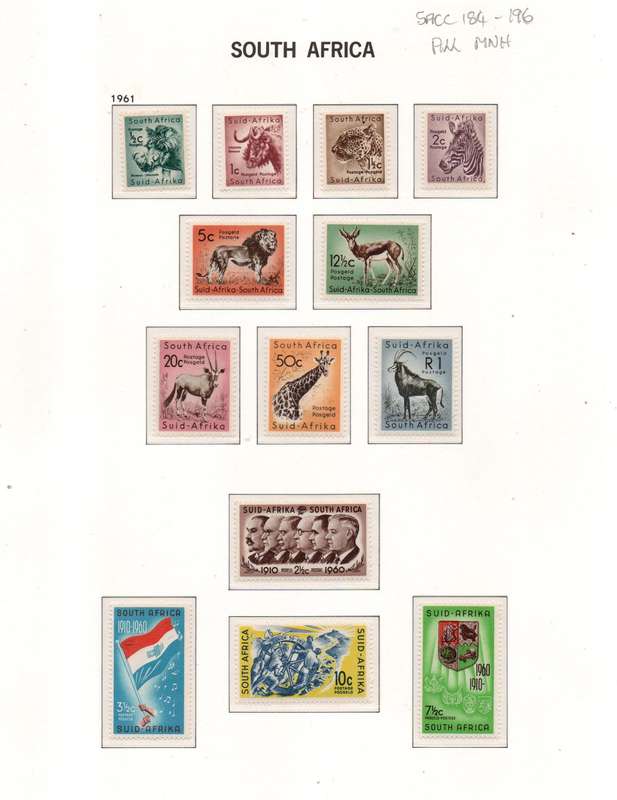 1961 SA Union Full set of Decimal Definitives + Commemoratives in MNH-condition