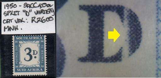 1950 Union Postage 3d with rare listed variety in MNH-condition