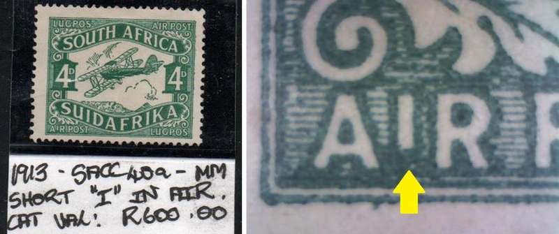 1929 Union Airmail 4d-single with listed variety in LMM-condition