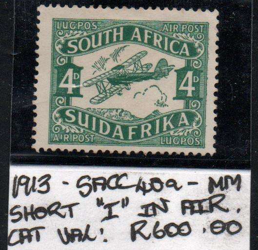 1929 Union Airmail 4d-single with listed variety in LMM-condition