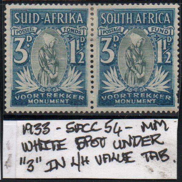 1933 Union Voortrekker Commemorative 3d-pair with variety in MM-condition