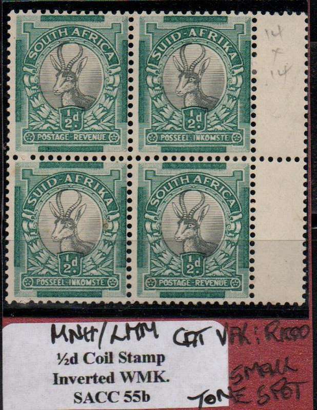 Scarce 1935 Union Hypenated Definitive Coil block of 4 with binding margin in MNH/LMM-condition