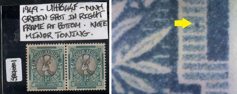 1949 Union Hyphenated & Screened Definitive 1/2d pair with variety in MNH-condition