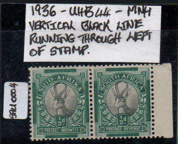 1936 Union Hyphenated Definitive 1/2d pair with variety in MNH-condition