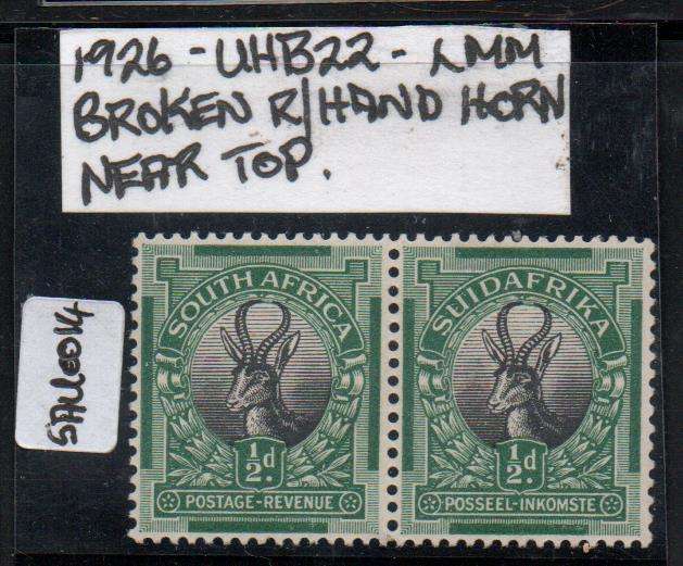 1926 Union London Printing 1/2d pair with variety in LMM-condition