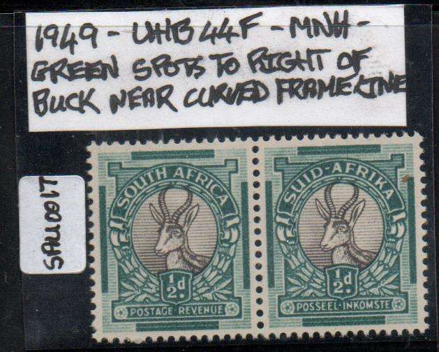 1949 Union Hyphenated & Screened Definitive 1/2d pair with variety in MNH-condition