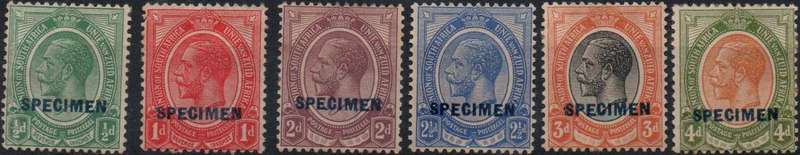 1913-24 Union KGV Definitive - Full set of 11 with SPECIMEN OVPT's in MM-condition